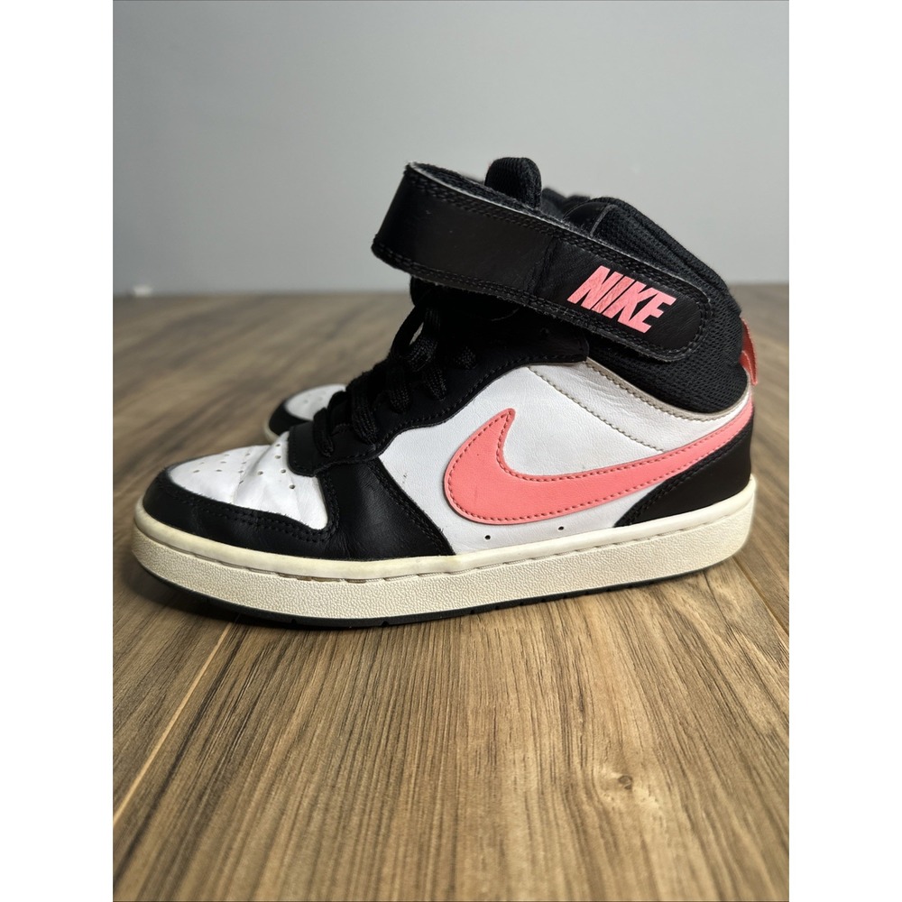 Nike Size 4.5Y Court Borough Mid 2 White Black Pink Basketball Shoes - Picture 6 of 13